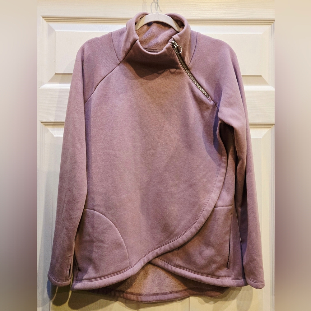 Athleta Cozy Karma Asym Pullover Top Sweatshirt Mauve Womens Size Medium